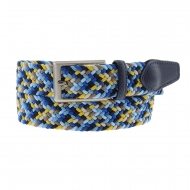 Cintura elastica blu, marrone, beige e gialla